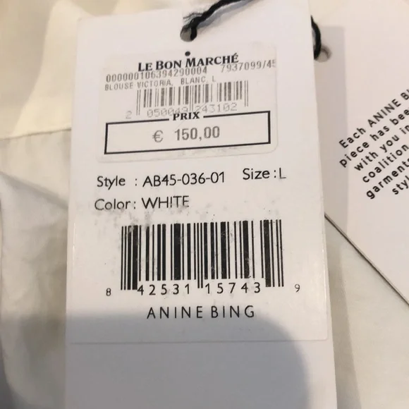 Anine Bing Victoria Pleated Cotton-poplin Blouse NWT Large - Picture 8 of 10